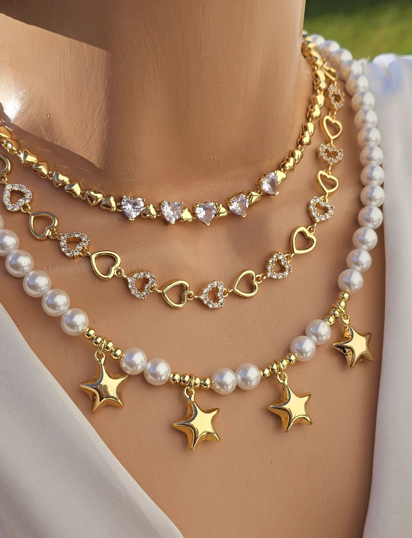 18k gold plated star and heart necklaces