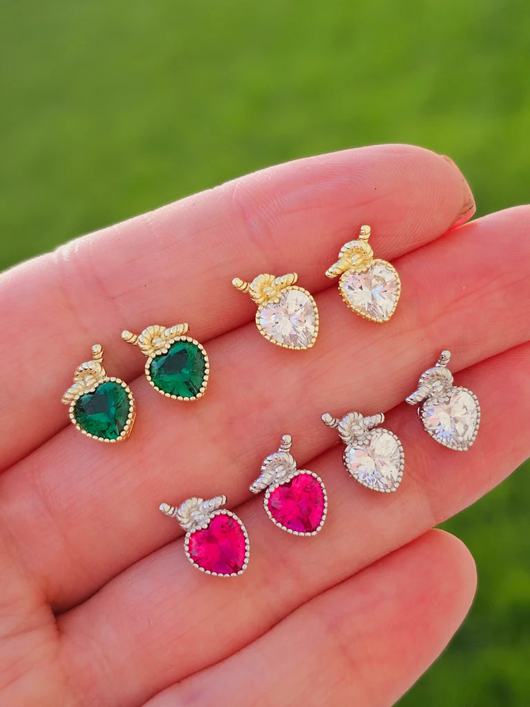 .925 sterling silver cz heart earrings