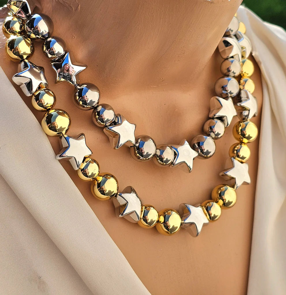 18k gold plated stars necklaces