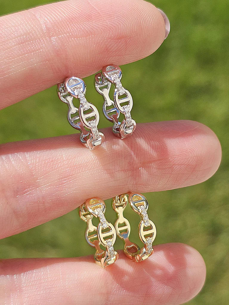 .925 sterling chain hoop earrings