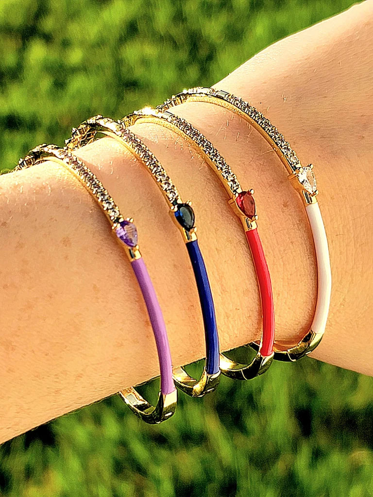 18k real gold plated cz bangle bracelets