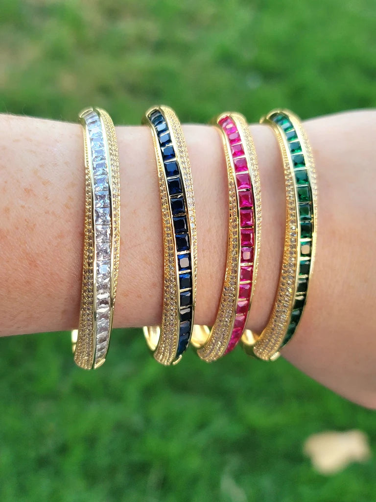 18k real gold plated cz bangle bracelets