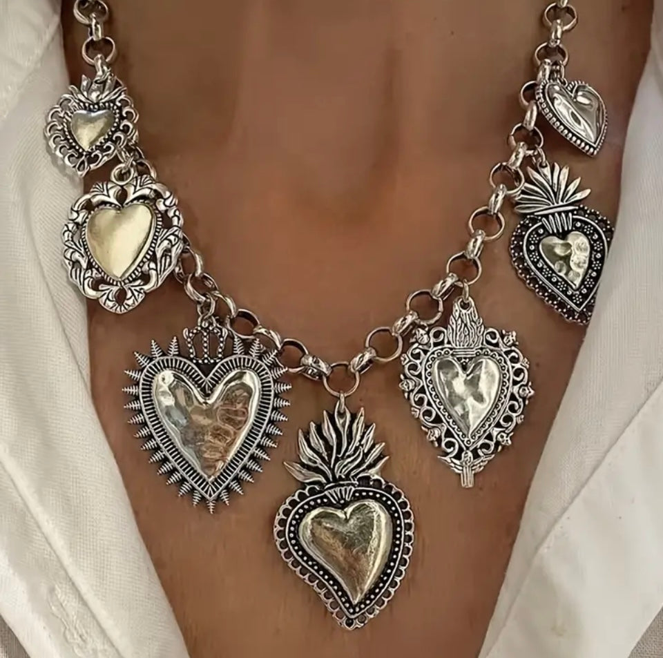 Fashion heart necklace with earrings