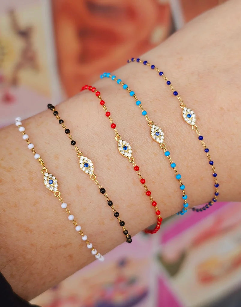 .925 sterling silver and color evil eye bracelets