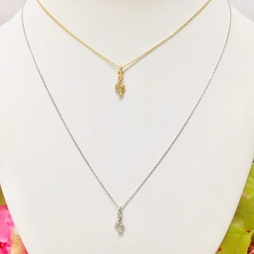 .925 Sterling Silver musical note necklace