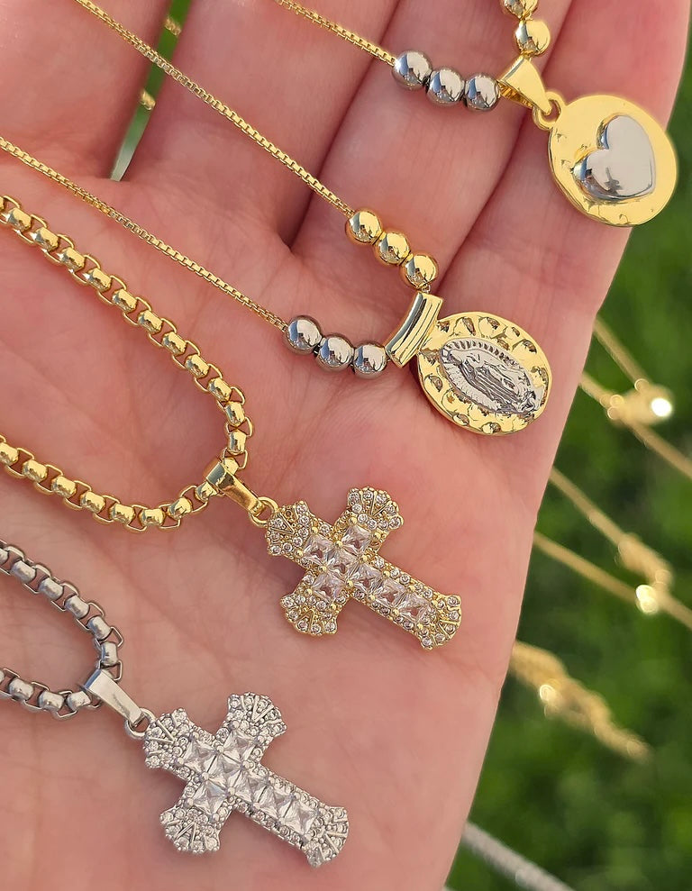 18k gold plated CZ religious necklaces