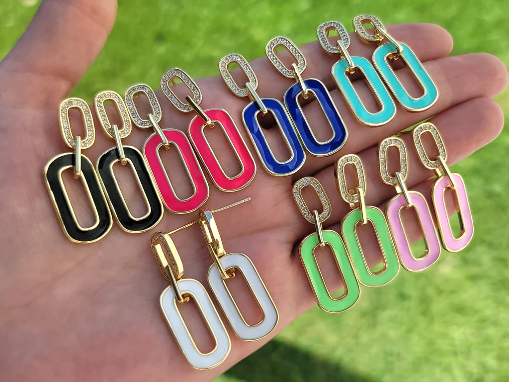 18k real gold plated color enamel earrings