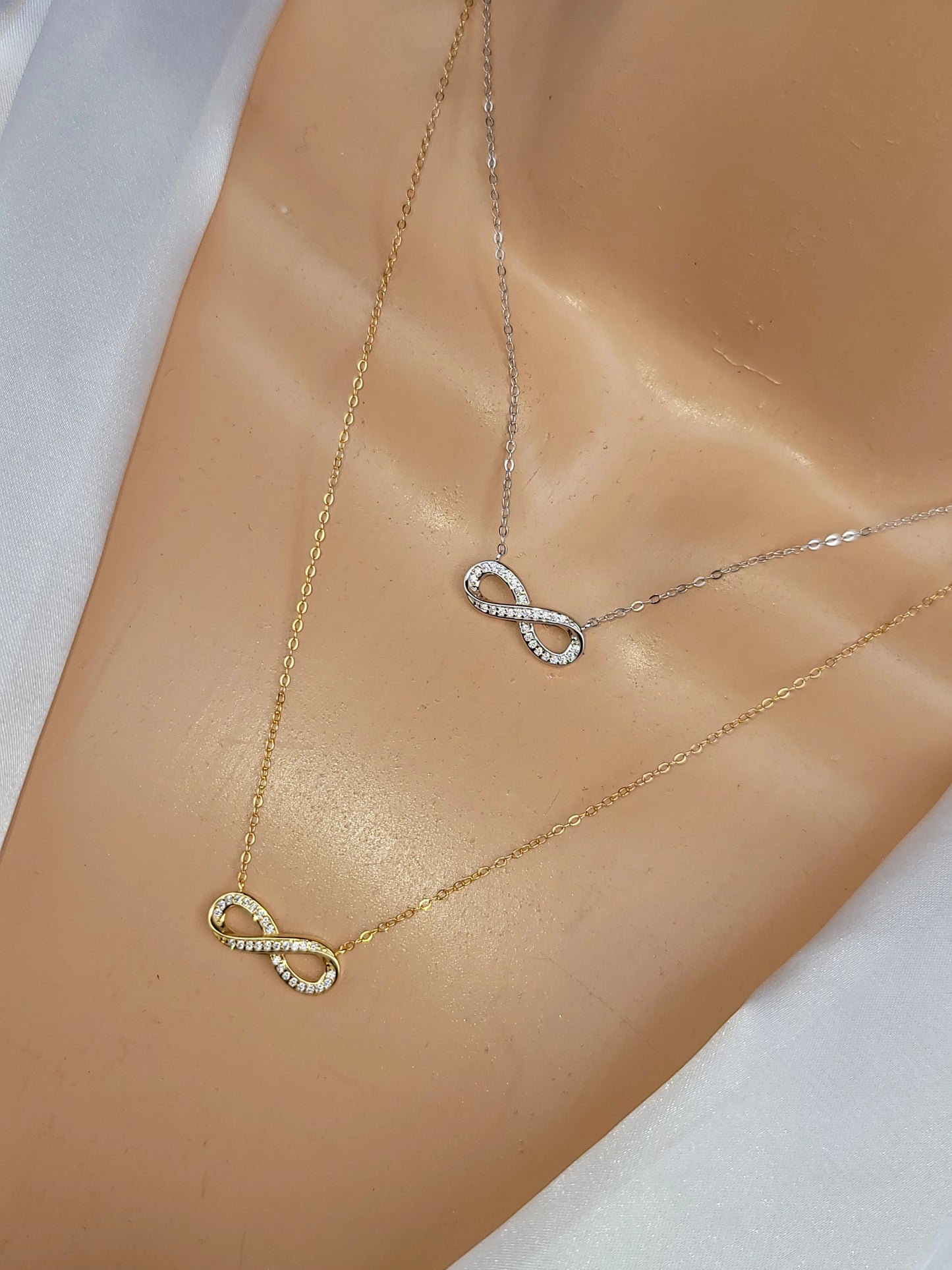 .925 Sterling silver and CZ infinity necklace