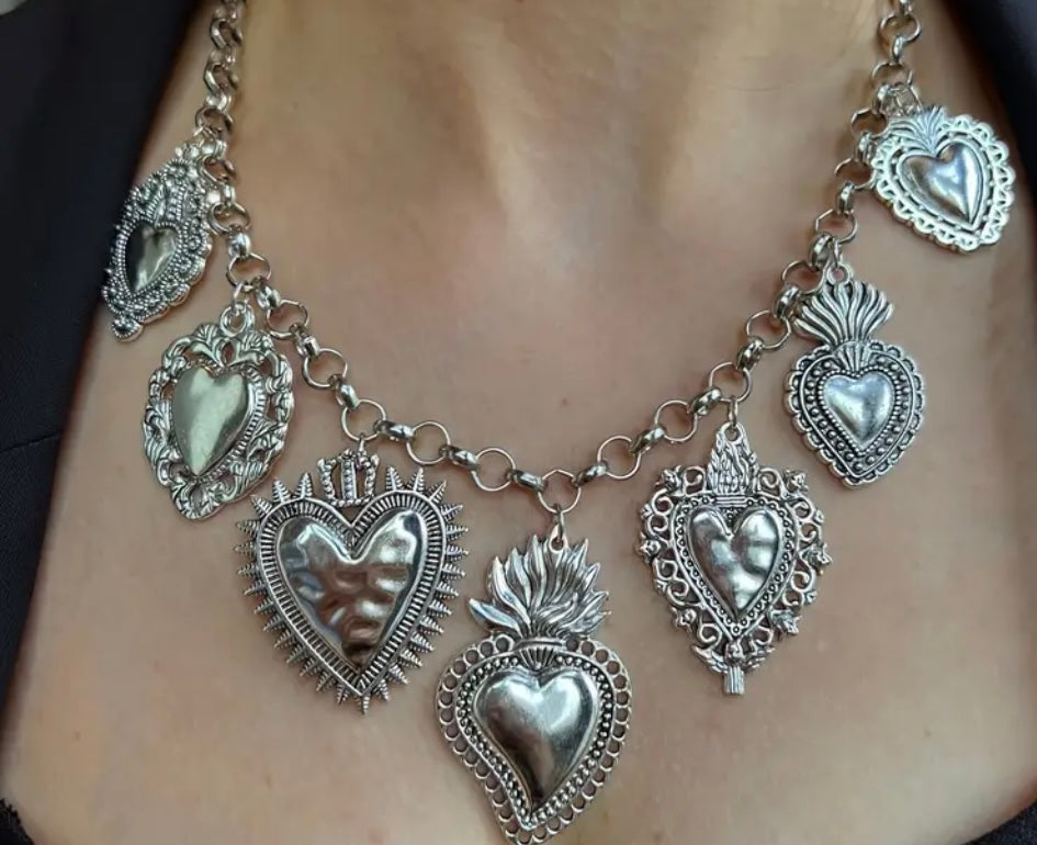 Fashion heart necklace with earrings