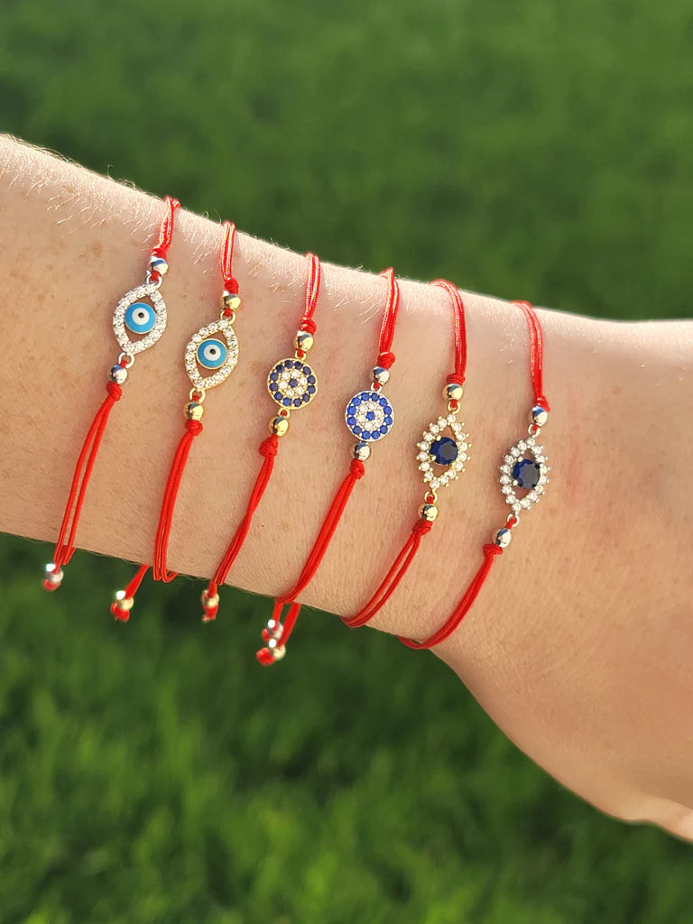 .925 sterling silver evil eye adjustable bracelets