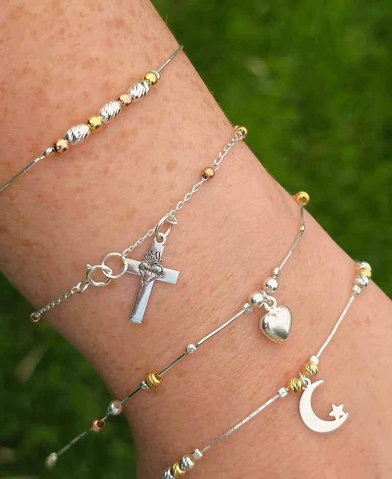 .925 Sterling silver 3 tone bracelets