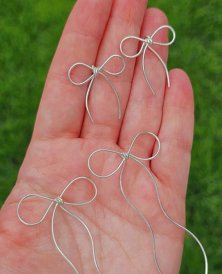 .925 Sterling silver handmade bow earrings