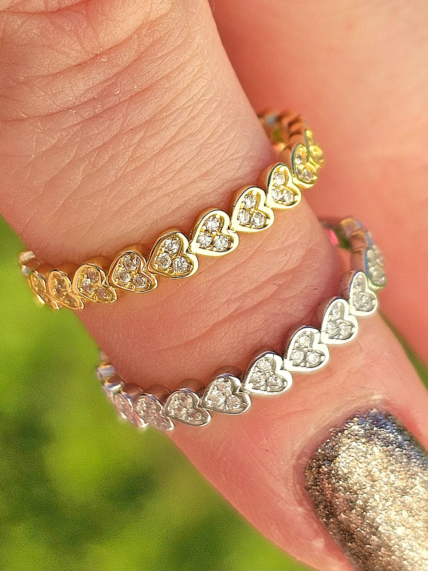 .925 sterling silver little CZ hearts rings
