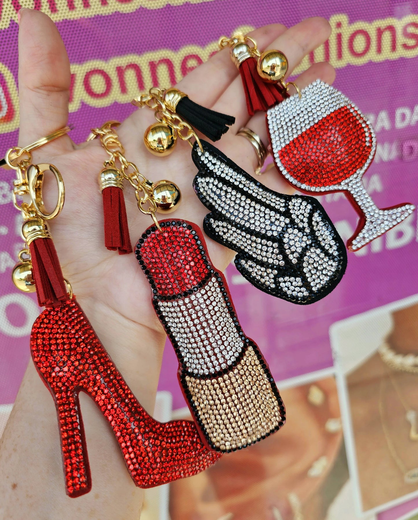 Fashion keychain with crystals