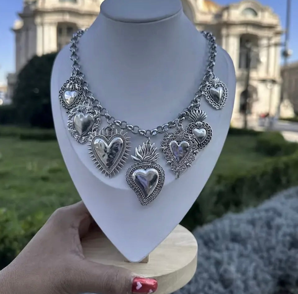 Fashion heart necklace with earrings