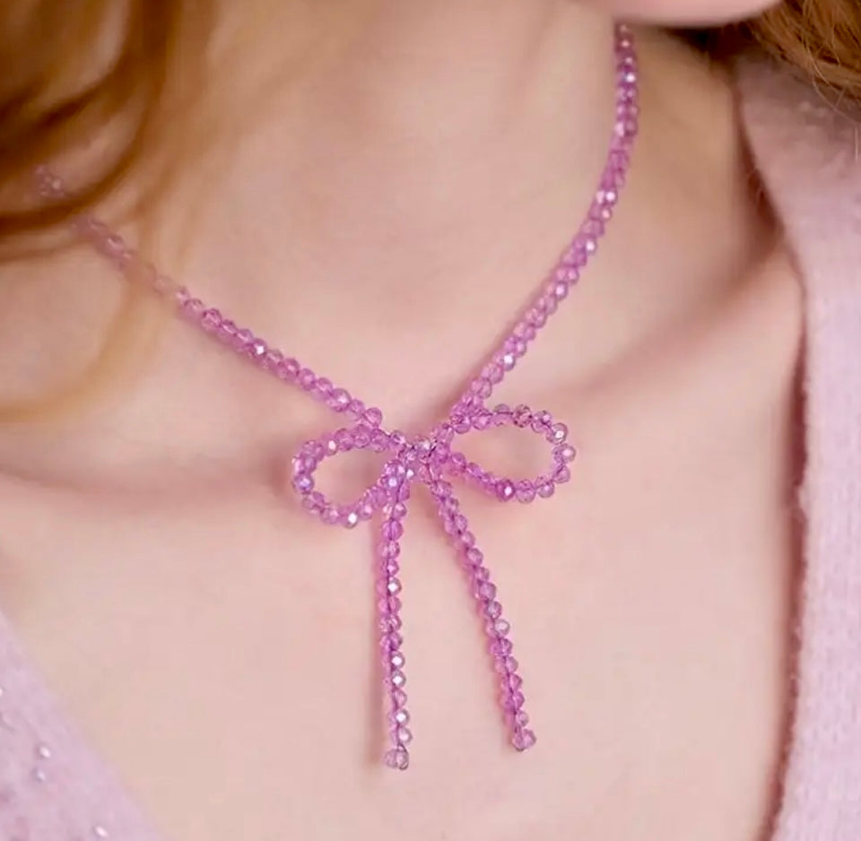 Beaded bow necklace