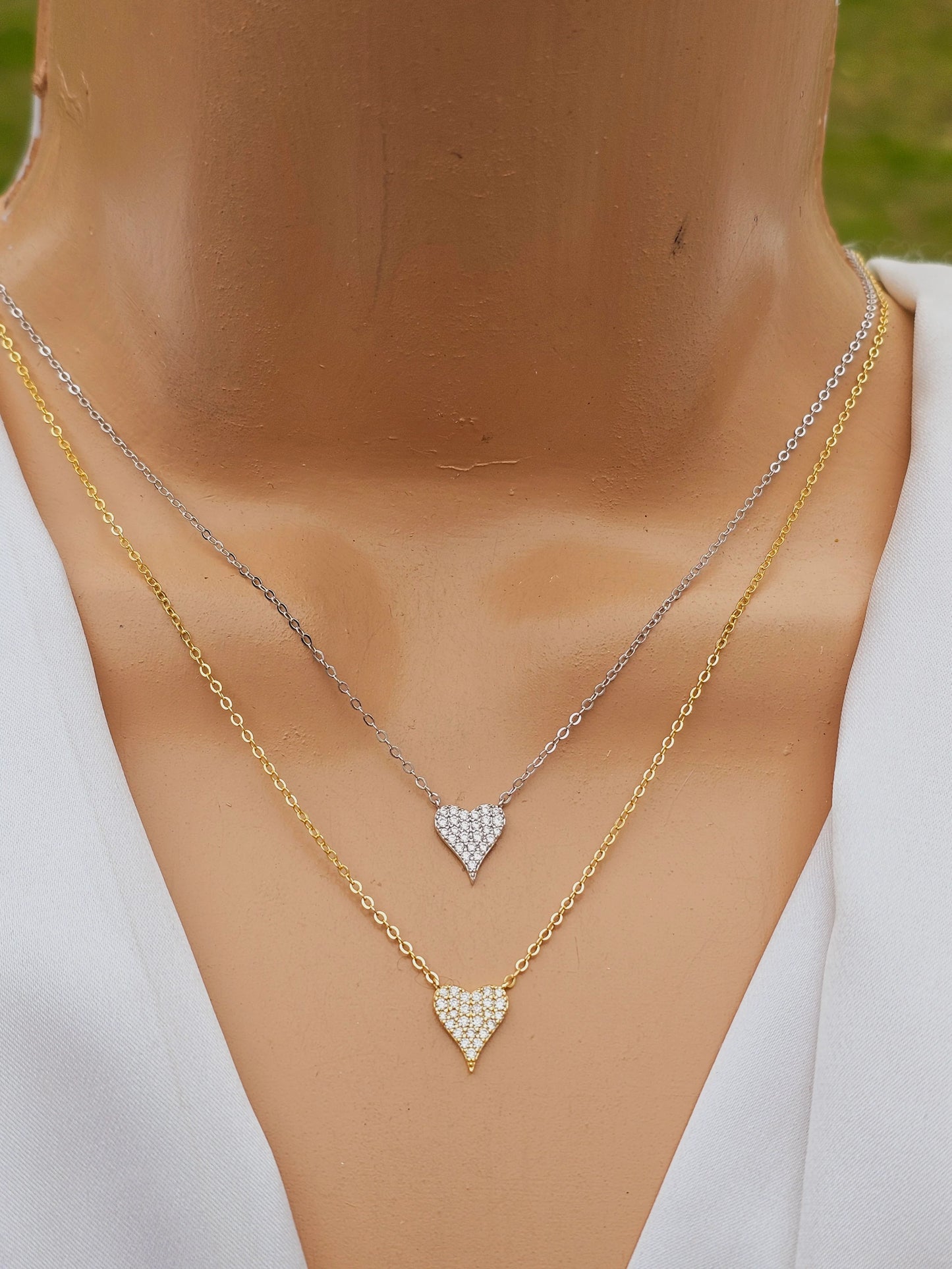 .925 Sterling silver and CZ heart necklace