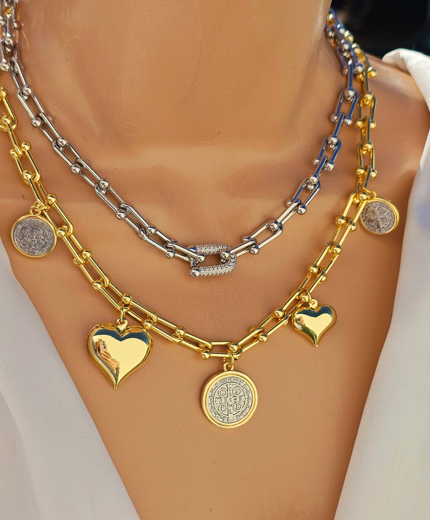 18k gold plated Paperclip CZ Link, San Benito necklaces