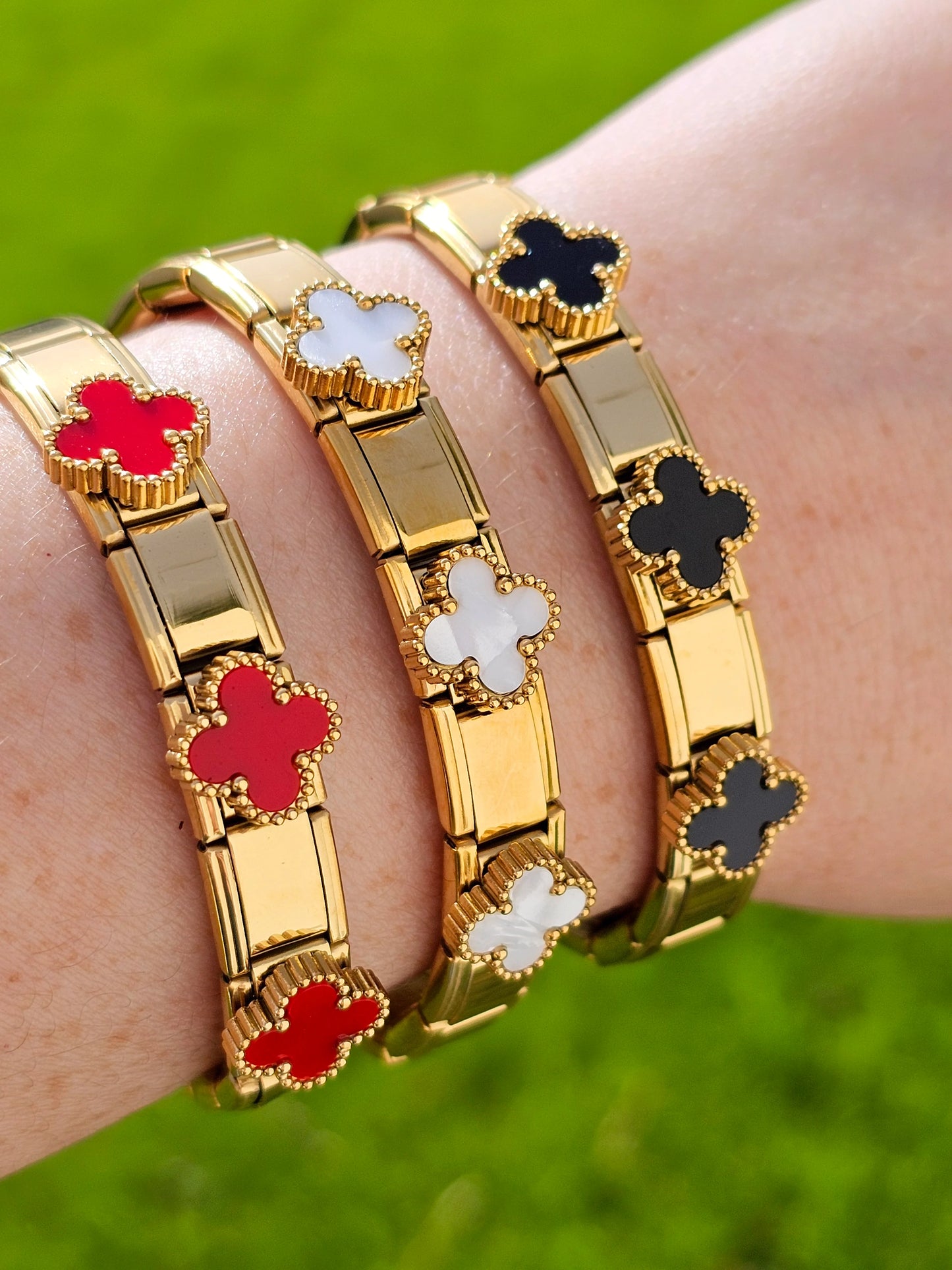 Stainless steel clover bracelets