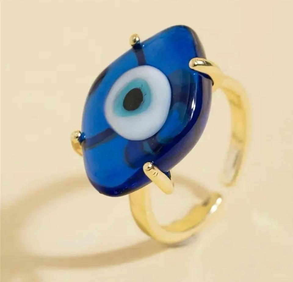 18K evil eye ring