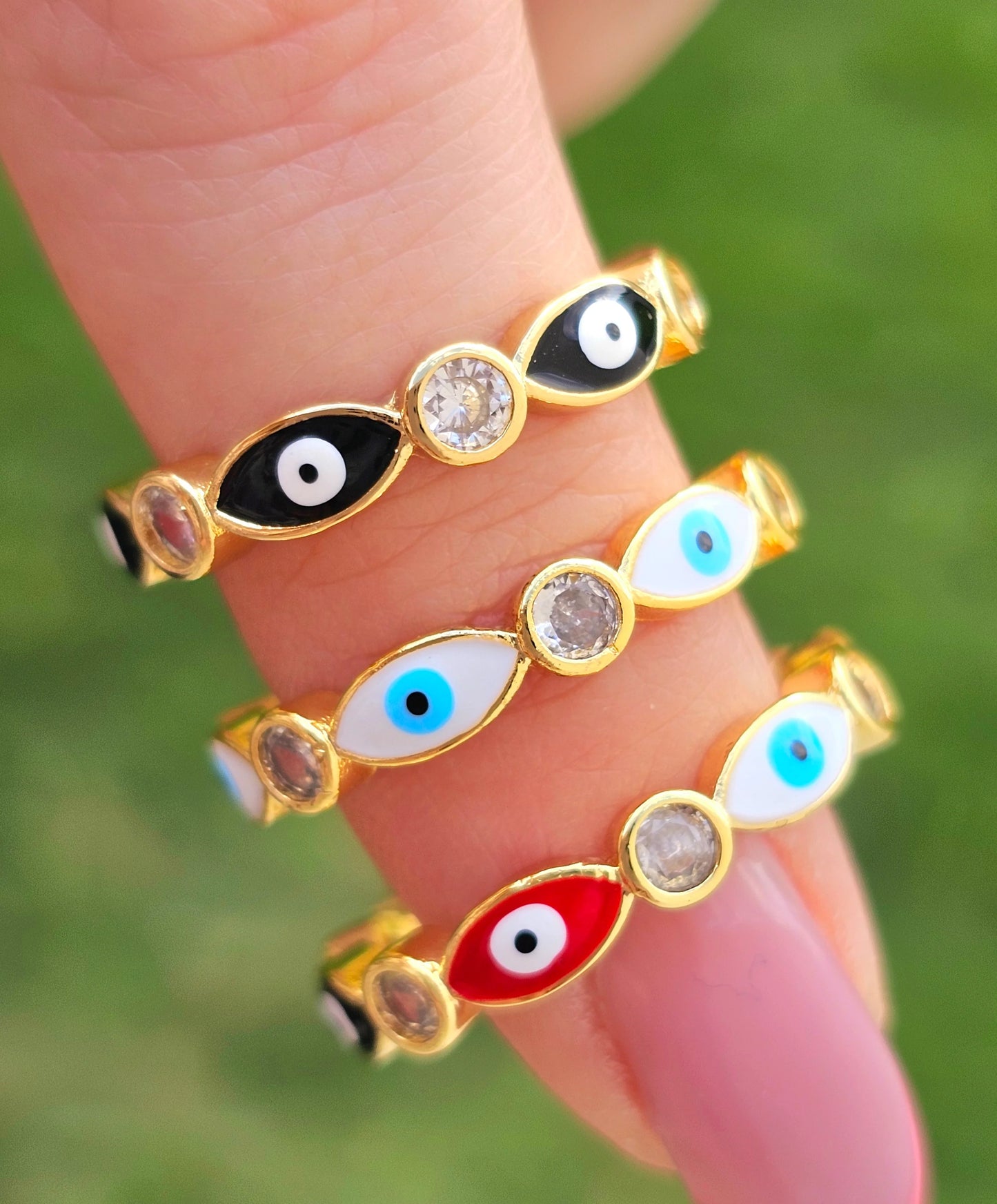 18k gold plated evil eye rings