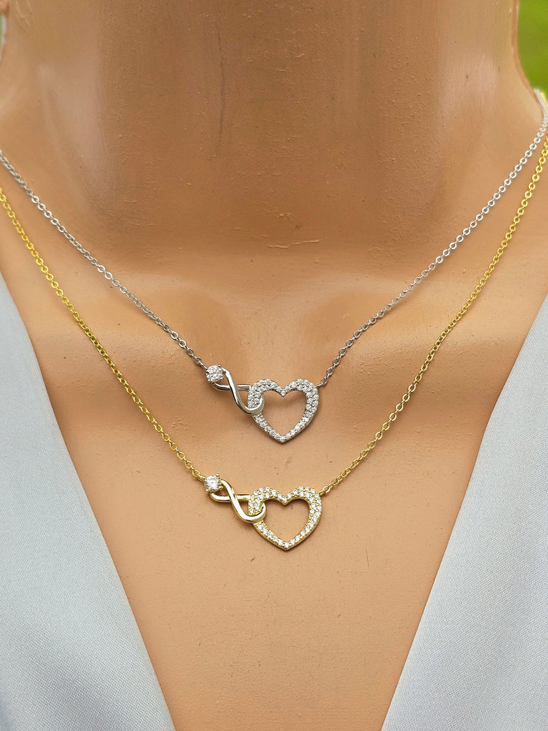 .925 Sterling silver CZ heart and infinity necklaces