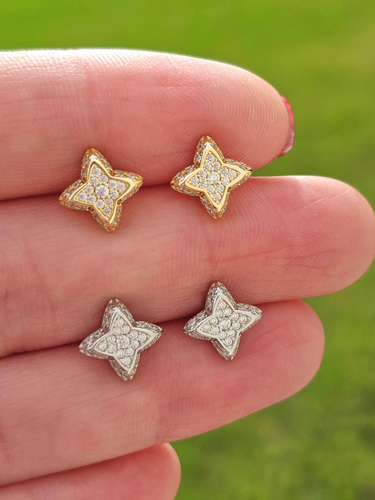 .925 sterling silver CZ Clover earrings