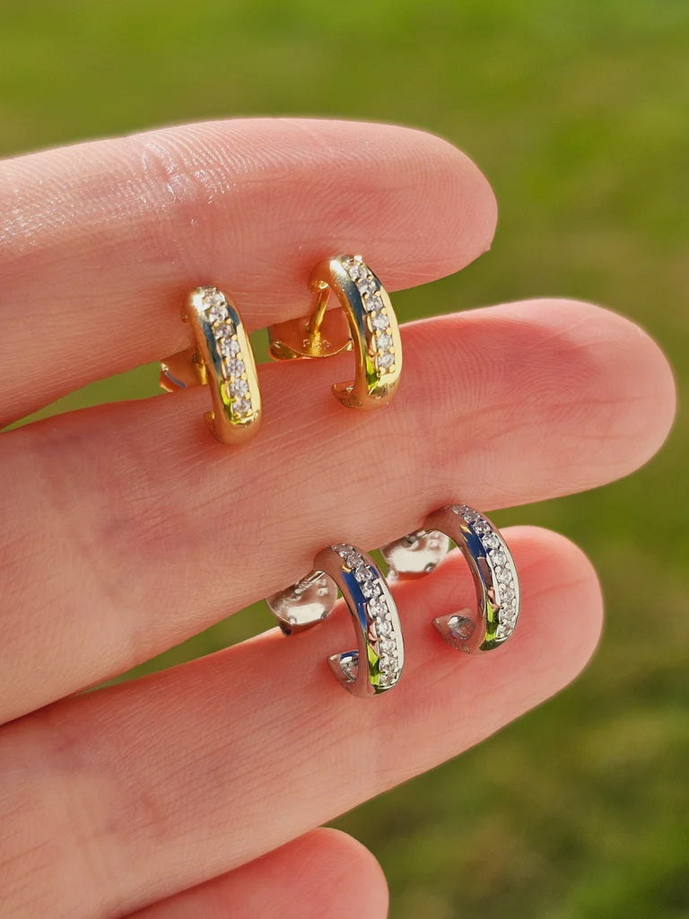 .925 Sterling silver CZ hoop earrings