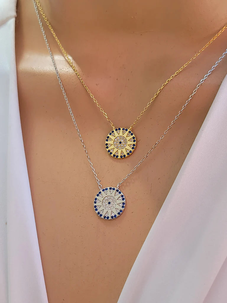 .925 sterling silver Cz evil eye necklaces