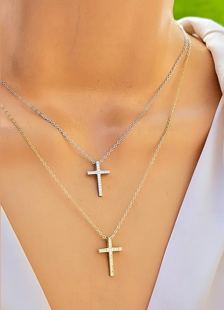 .925 sterling silver cz cross necklaces