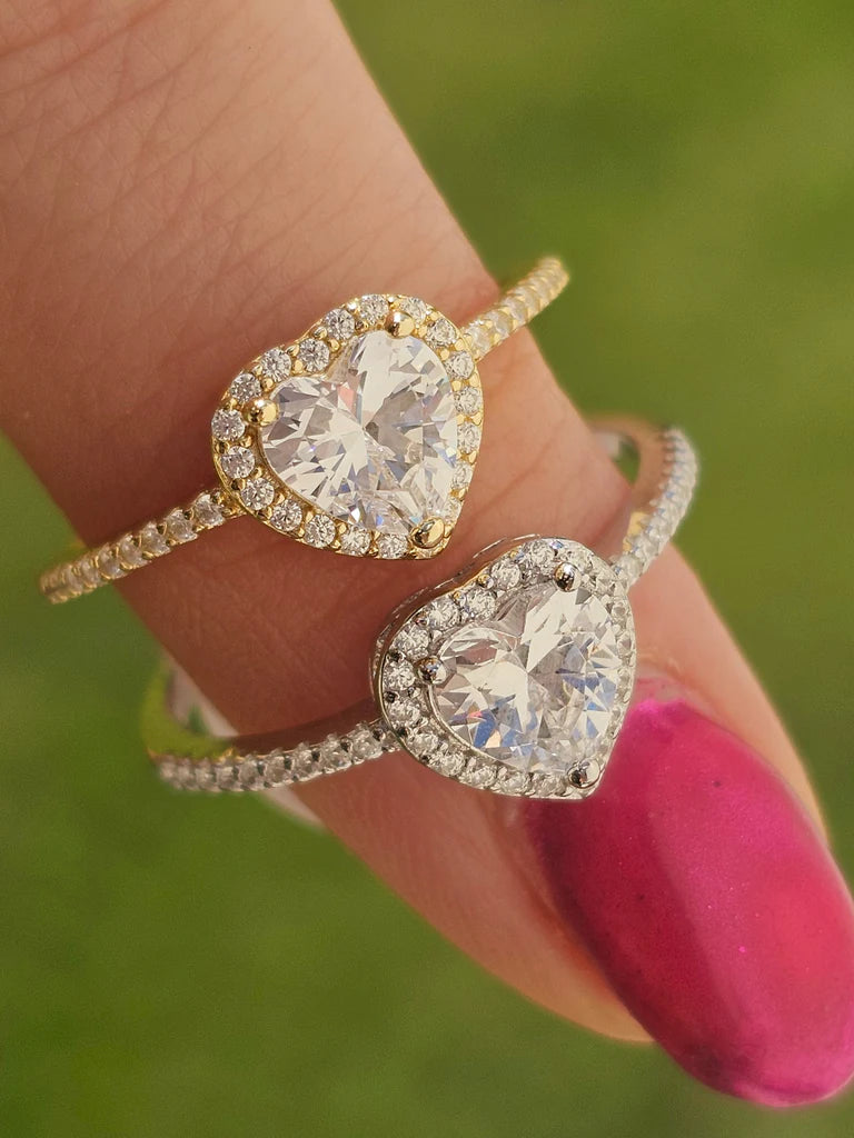 .925 sterling silver heart CZ rings