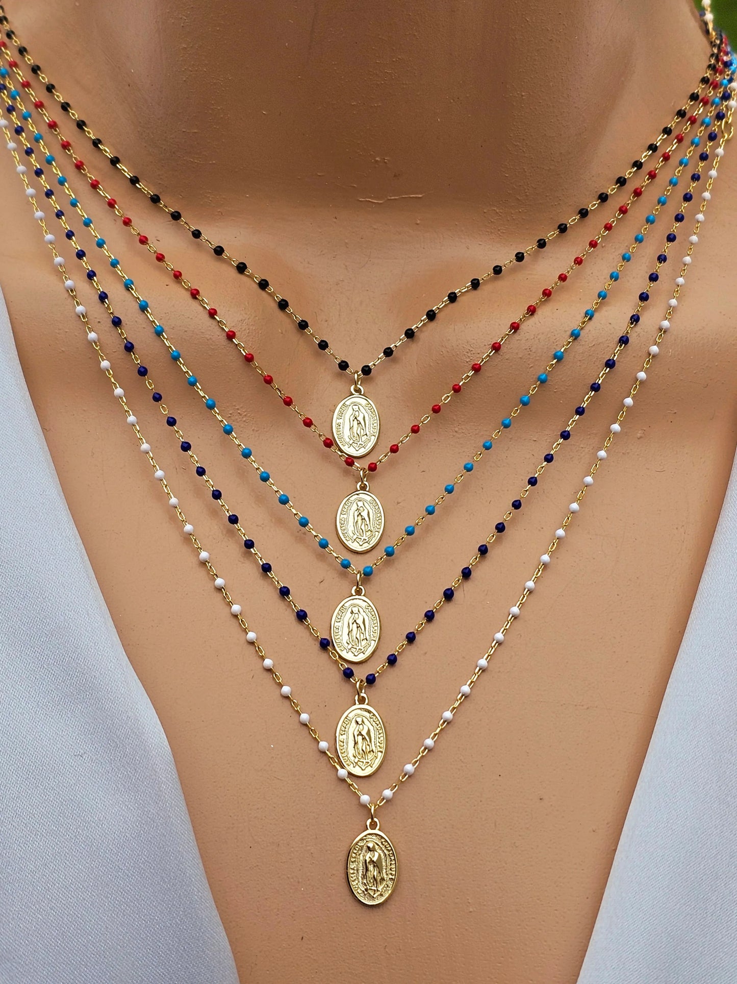 .925 Sterling silver Lady of Guadalupe color necklace