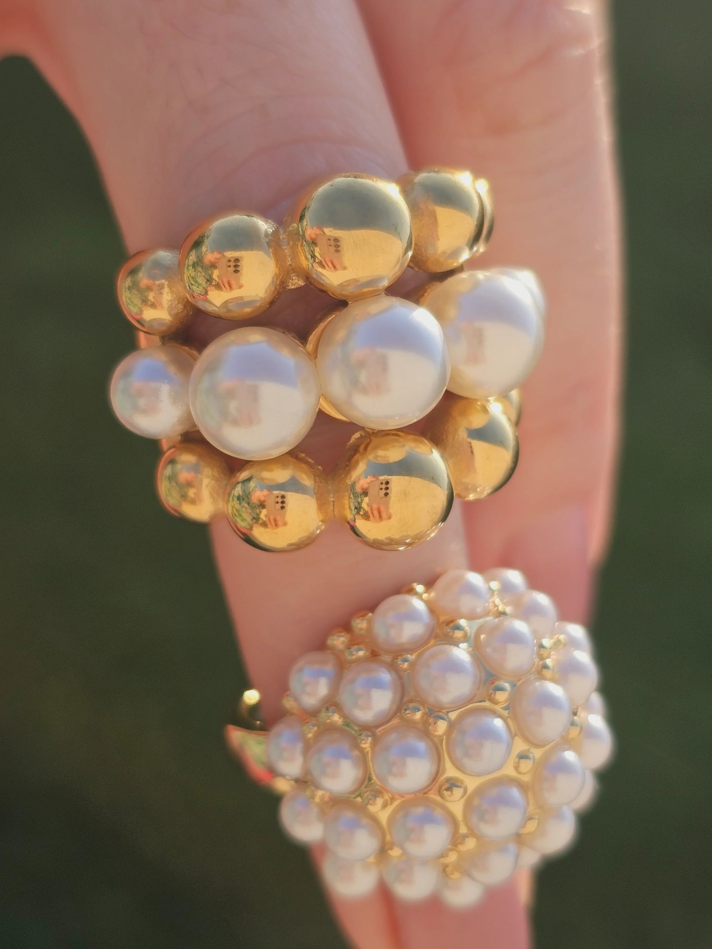 18k gold plated pearls rings