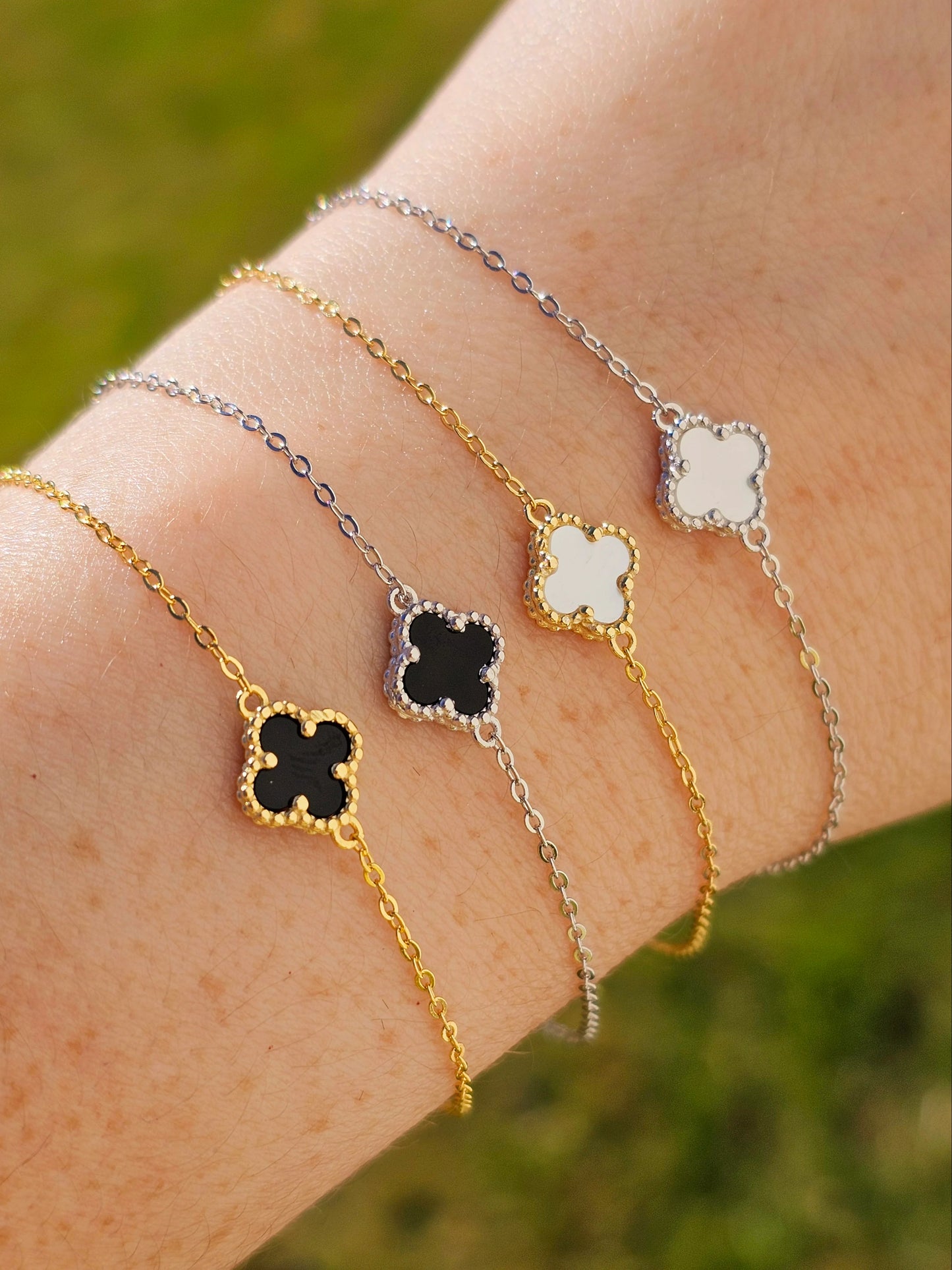 .925 sterling silver clover bracelets