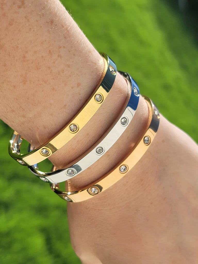 Stainless Steel and CZ designer inspired Bracelet - 3 pz set