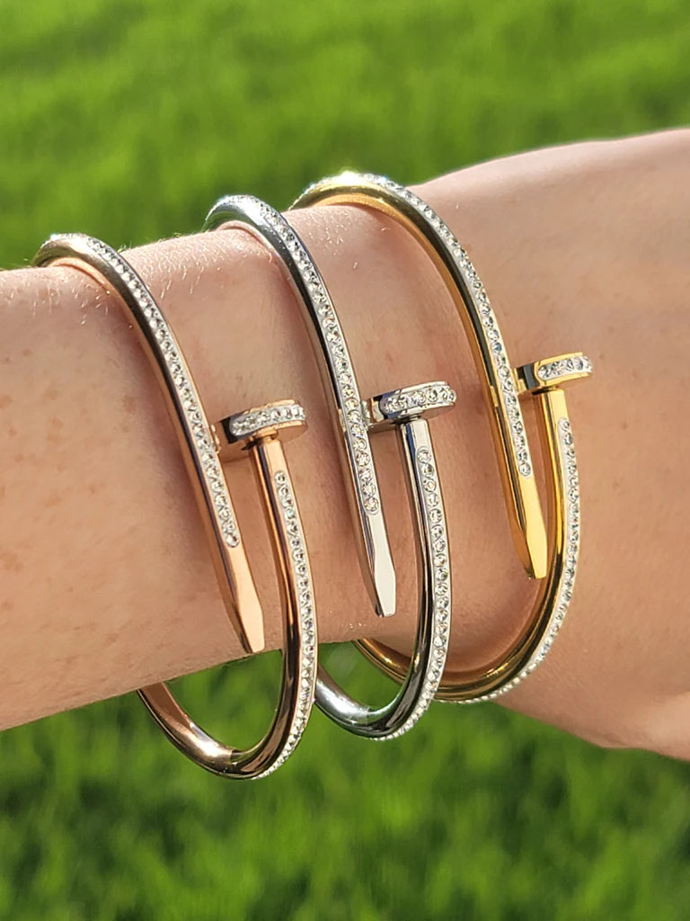 Stainless steel Cz nail bracelet