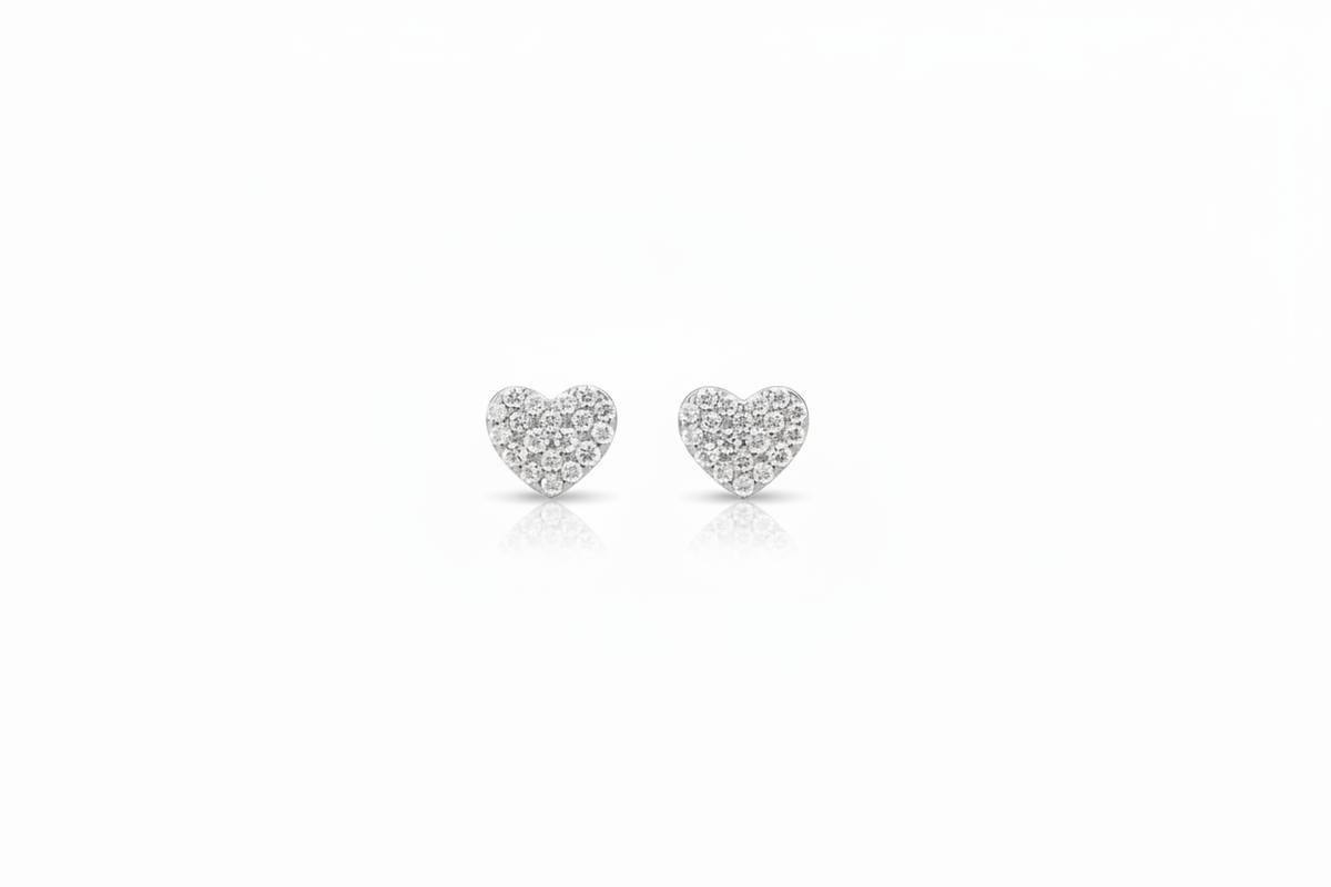 CZ heart studs - silver
