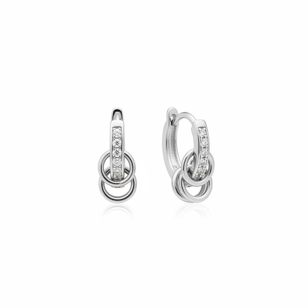 CZ hoop knot plateado
