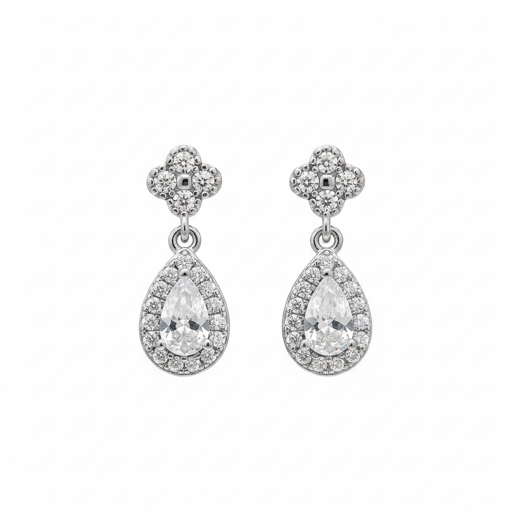 Dangling drop plateado