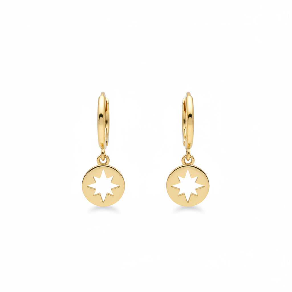 Dangling star hoop - gold fondo blanco