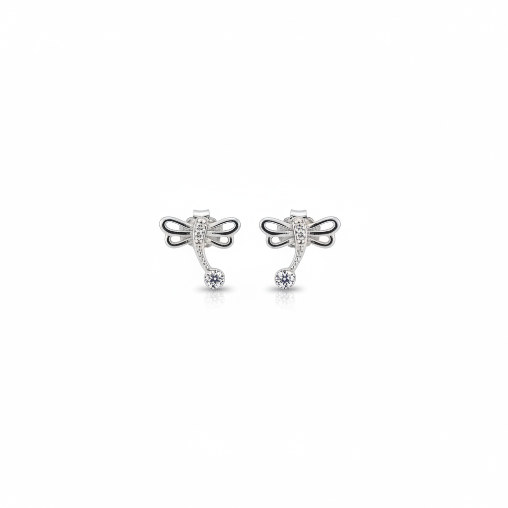 Dragonfly earrings - silver fondo blanco