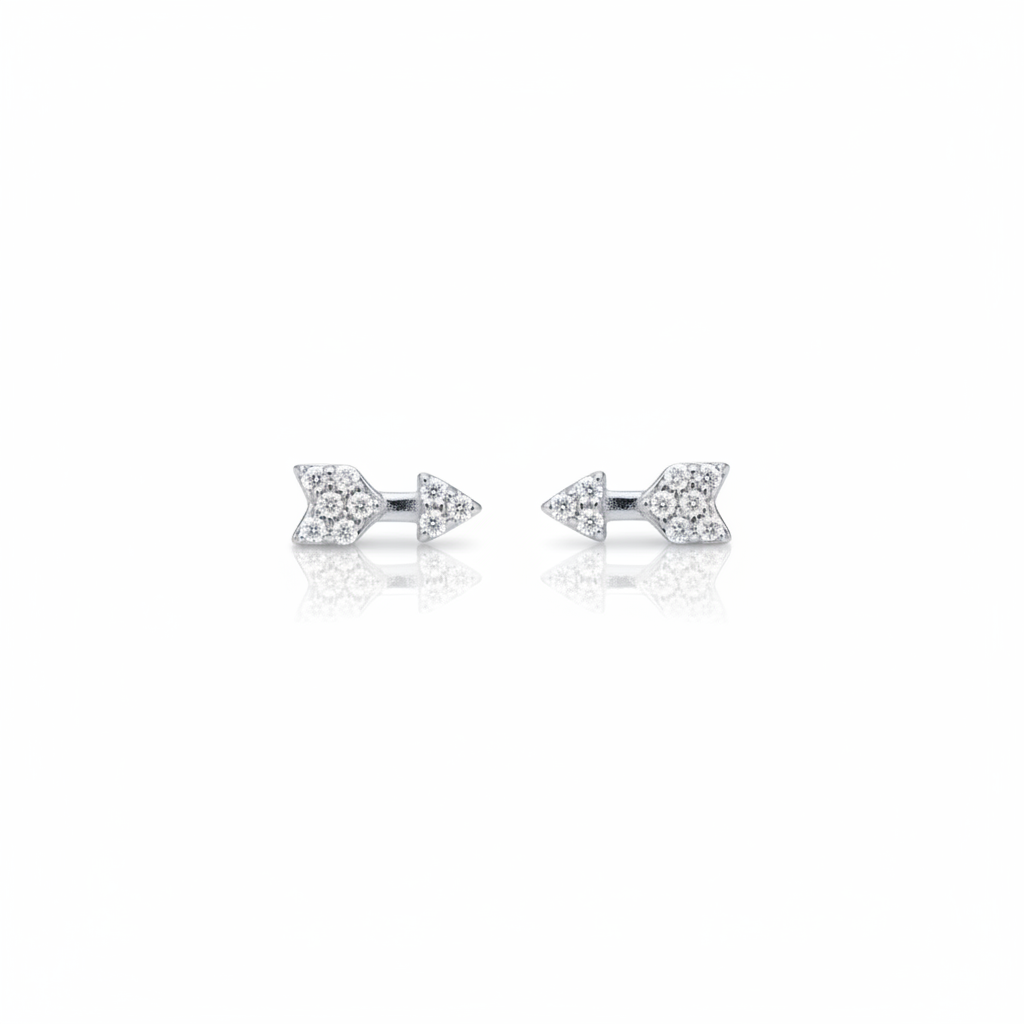 .925 Sterling silver and CZ mini arrow earrings