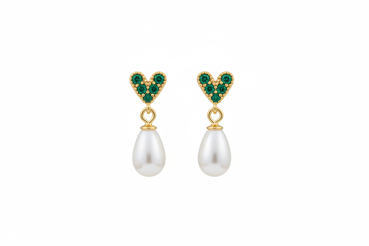 Heart CZ pearl - gold