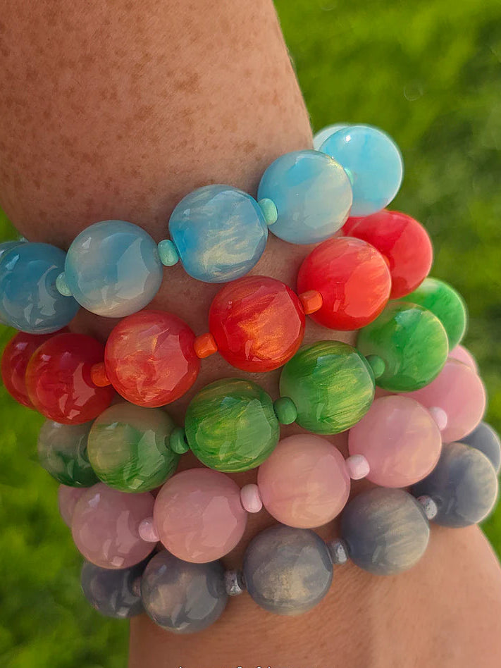 18k gold-plated acrylic beaded chunky bracelets