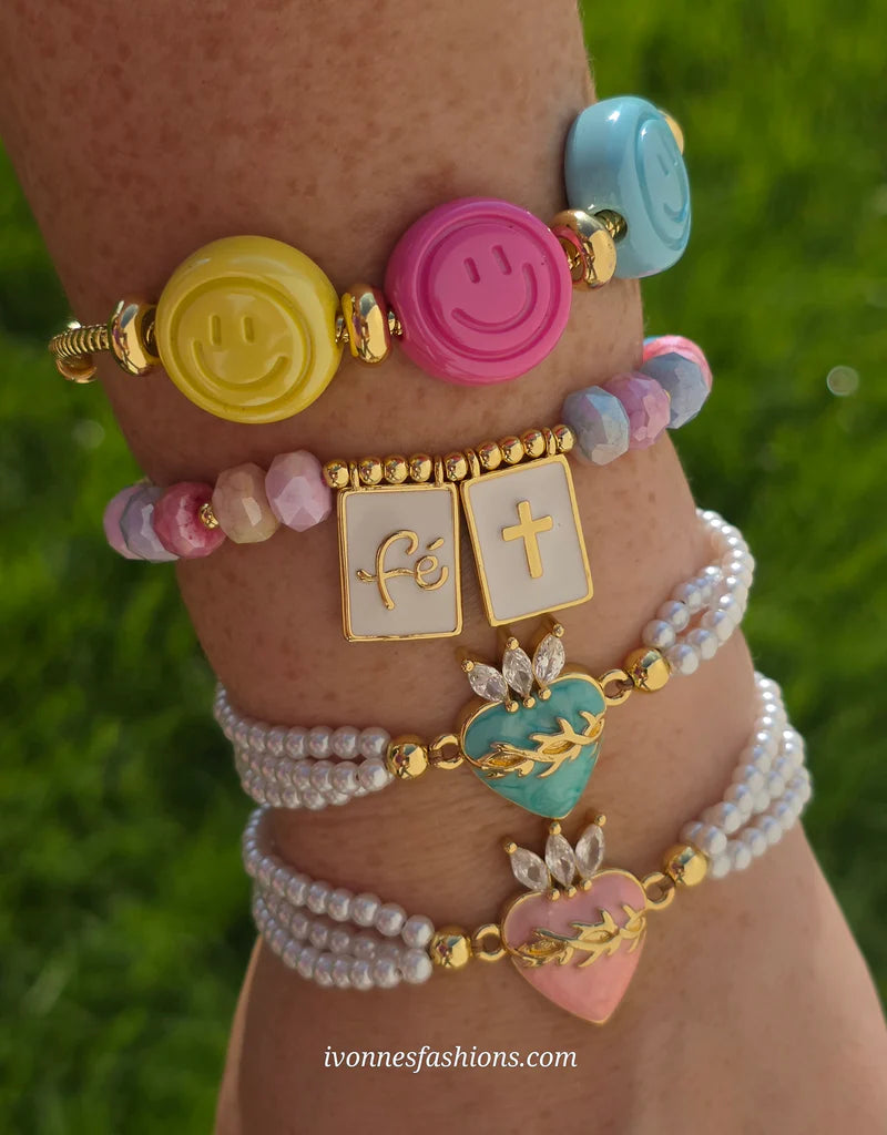 18k gold plated color religious and happy face bracelets