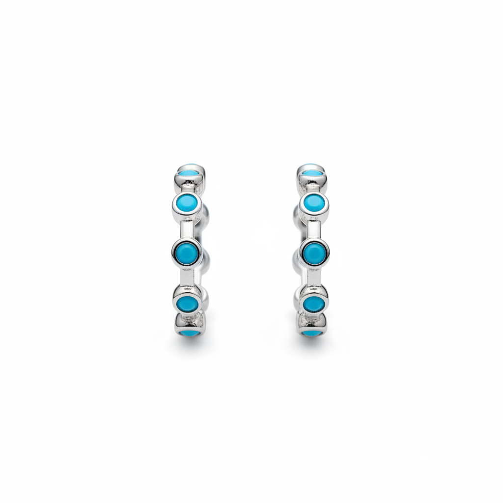 Turquoise hoops plateado