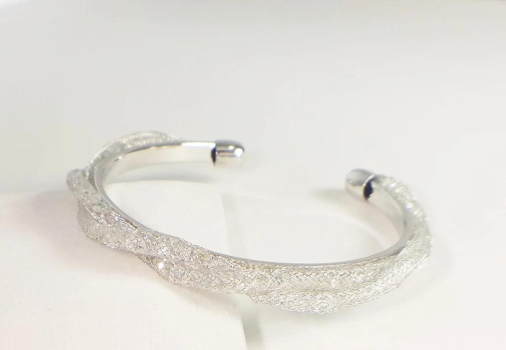 Rhodium Plated twisted fashion bracelet