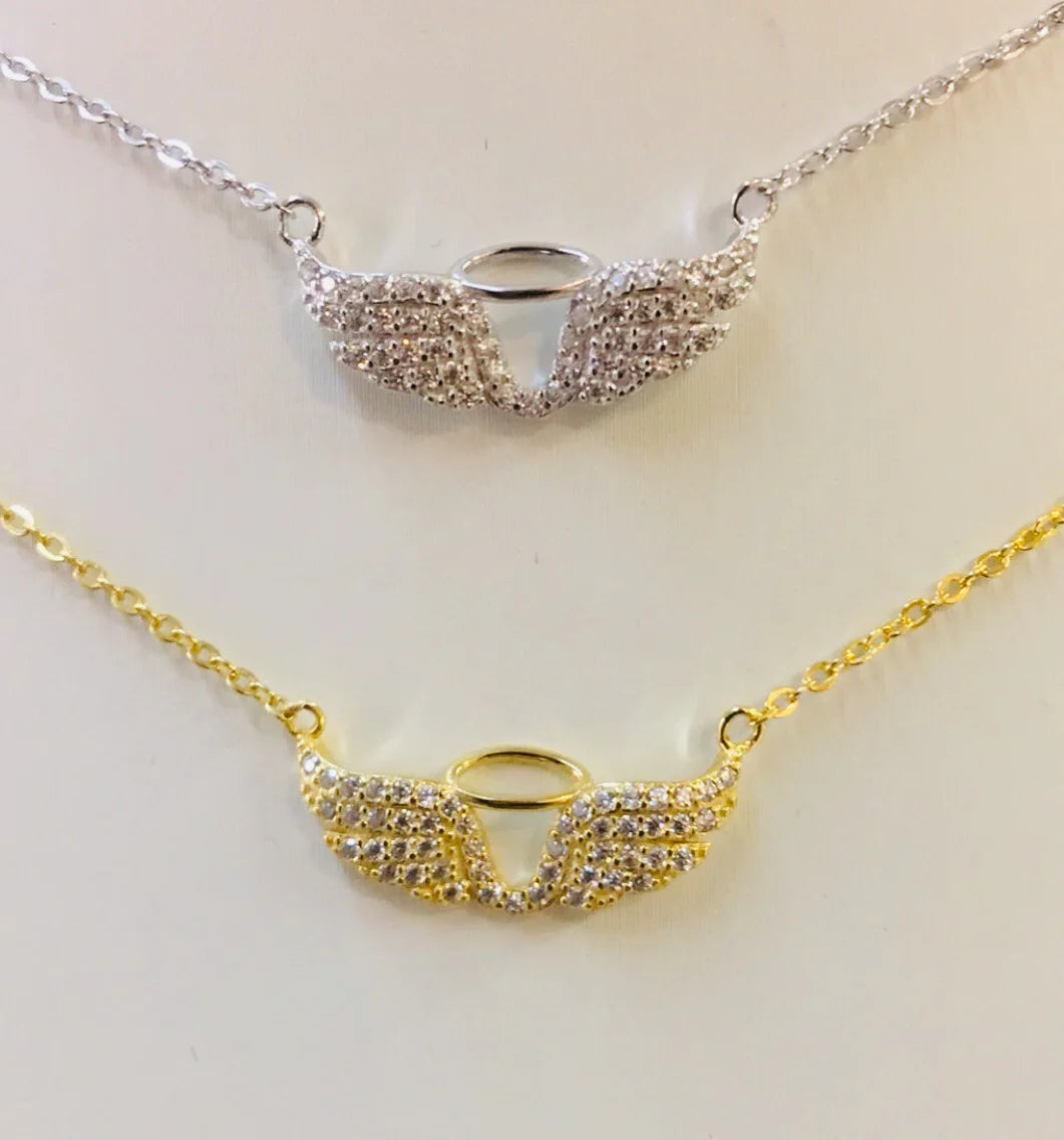 .925 Sterling Silver Angel Wings Necklace