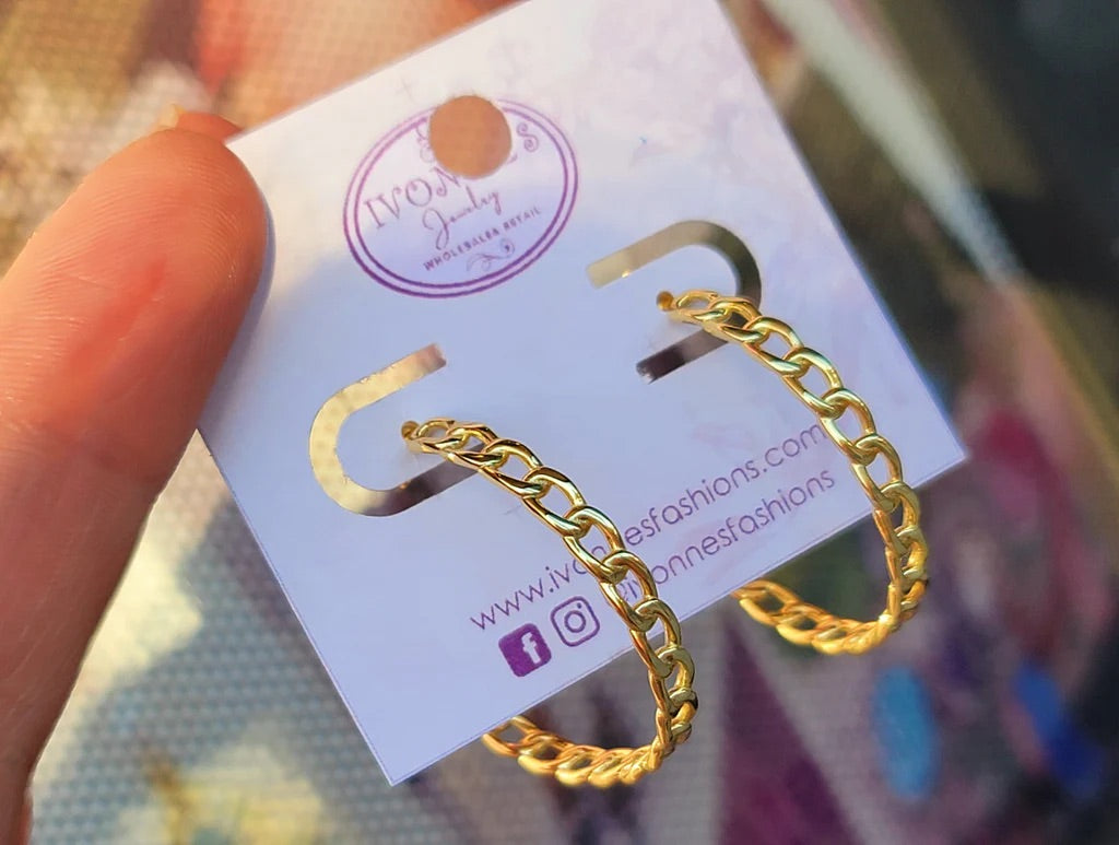 .925 Sterling silver chain style hoops