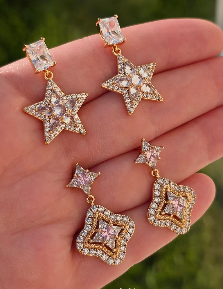 18k gold plated CZ rose gold earrings